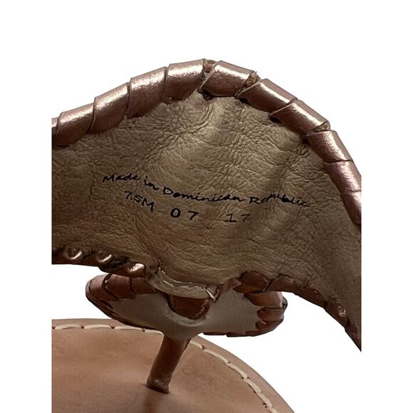 Jack Rogers Hamptons Genuine Whip Stitch Leather Rose Gold Sandals 7.5 - Picture 5 of 5